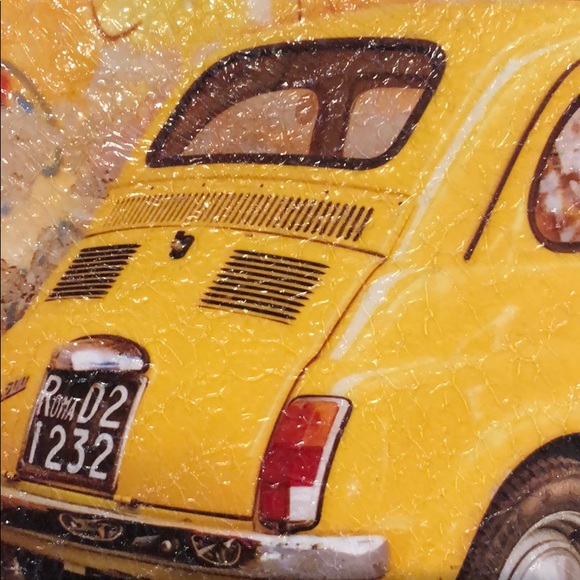 Vespa/ Fiat signed original petite paintings FAB!